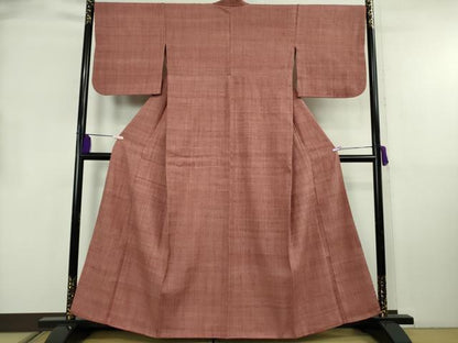 平和屋本店●極上　浦野理一　経節紬　背抜き仕立て　鳶色地　逸品　DZAB8739kh6