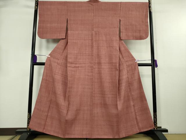 平和屋本店●極上　浦野理一　経節紬　背抜き仕立て　鳶色地　逸品　DZAB8739kh6