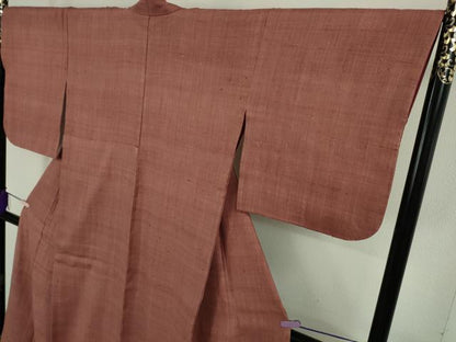 平和屋本店●極上　浦野理一　経節紬　背抜き仕立て　鳶色地　逸品　DZAB8739kh6