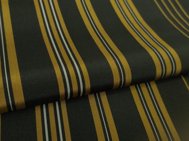 平和屋本店●極上　本場黄八丈　黒八丈　平織　紬　縞　逸品　未使用　DZAB8742kh6