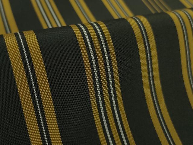 平和屋本店●極上　本場黄八丈　黒八丈　平織　紬　縞　逸品　未使用　DZAB8742kh6