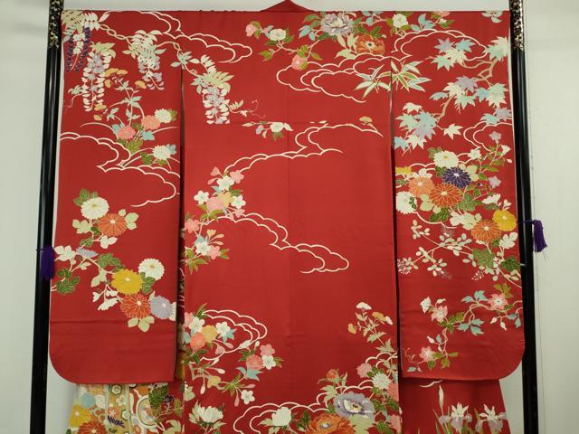 平和屋本店●極上　創業460年・千總　振袖　駒刺繍　几帳吉祥花文　金彩　逸品　DZAB8745kh6
