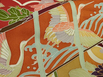 平和屋本店●極上　創業460年・千總　振袖　駒刺繍　几帳吉祥花文　金彩　逸品　DZAB8745kh6