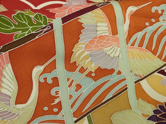 平和屋本店●極上　創業460年・千總　振袖　駒刺繍　几帳吉祥花文　金彩　逸品　DZAB8745kh6