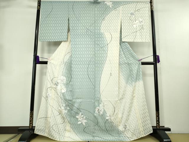 平和屋本店＊極上　夏物　訪問着　手刺繍　網目紋紗　胡蝶蘭　ハート　金銀糸　逸品　DZAB8746kh6