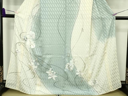 平和屋本店＊極上　夏物　訪問着　手刺繍　網目紋紗　胡蝶蘭　ハート　金銀糸　逸品　DZAB8746kh6