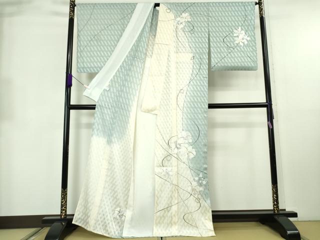 平和屋本店＊極上　夏物　訪問着　手刺繍　網目紋紗　胡蝶蘭　ハート　金銀糸　逸品　DZAB8746kh6