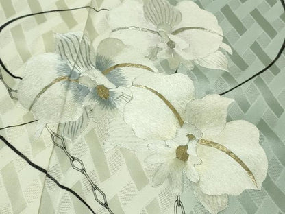 平和屋本店＊極上　夏物　訪問着　手刺繍　網目紋紗　胡蝶蘭　ハート　金銀糸　逸品　DZAB8746kh6