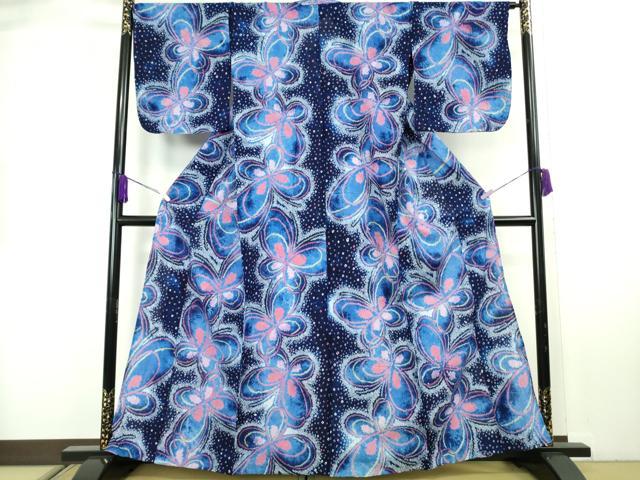 平和屋着物∴極上　夏物　浴衣　有松鳴海絞り　舞蝶文　綿　逸品　DZAB8750kh6