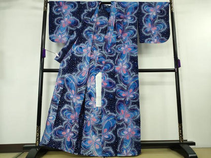 平和屋着物∴極上　夏物　浴衣　有松鳴海絞り　舞蝶文　綿　逸品　DZAB8750kh6