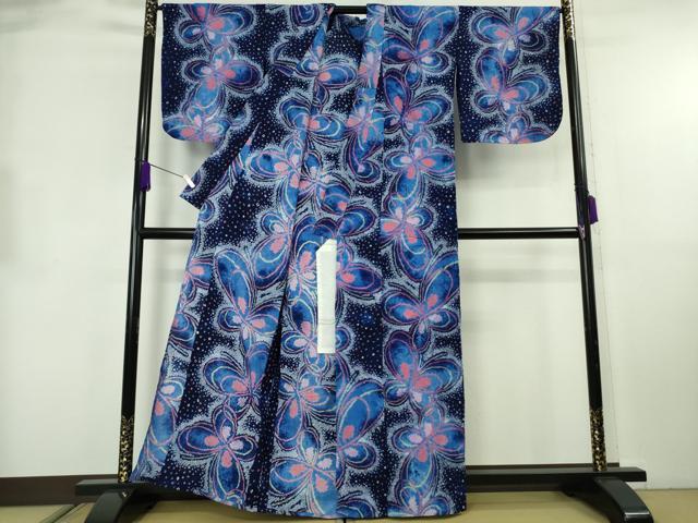 平和屋着物∴極上　夏物　浴衣　有松鳴海絞り　舞蝶文　綿　逸品　DZAB8750kh6