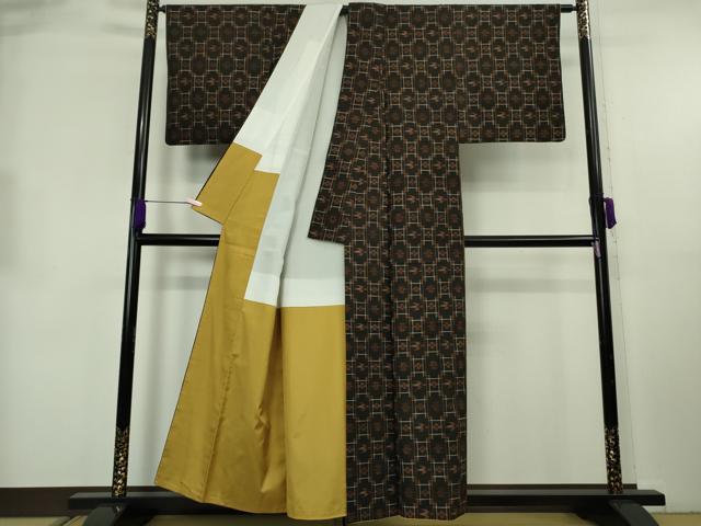 平和屋本店●極上　国指定重要無形文化財　本場久米島紬　上原シズ作　手織　証紙付き　逸品　DZAB8755kh6