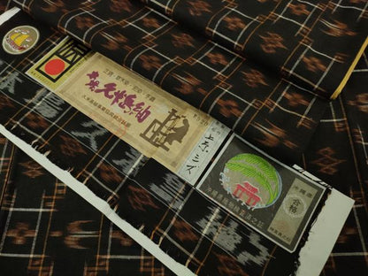 平和屋本店●極上　国指定重要無形文化財　本場久米島紬　上原シズ作　手織　証紙付き　逸品　DZAB8755kh6