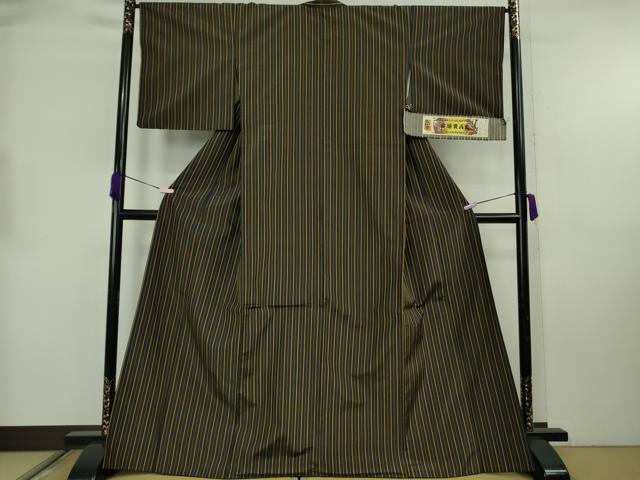 平和屋本店●極上　本場黄八丈　黒八丈　紬　平織　銀座もとじ　山下収古作　証紙付き　逸品　DZAB8758kh6