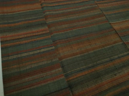 平和屋本店●極上　郡上紬　草木染　横段文　逸品　DZAB8759kh6