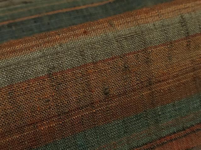 平和屋本店●極上　郡上紬　草木染　横段文　逸品　DZAB8759kh6