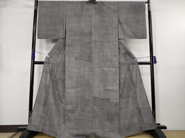 平和屋本店＊極上　夏物　石川県指定無形文化財　夏牛首紬　白山工房　手織り　紅消鼠色地　逸品　未使用　DZAB8761kh6