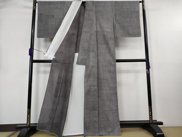 平和屋本店＊極上　夏物　石川県指定無形文化財　夏牛首紬　白山工房　手織り　紅消鼠色地　逸品　未使用　DZAB8761kh6