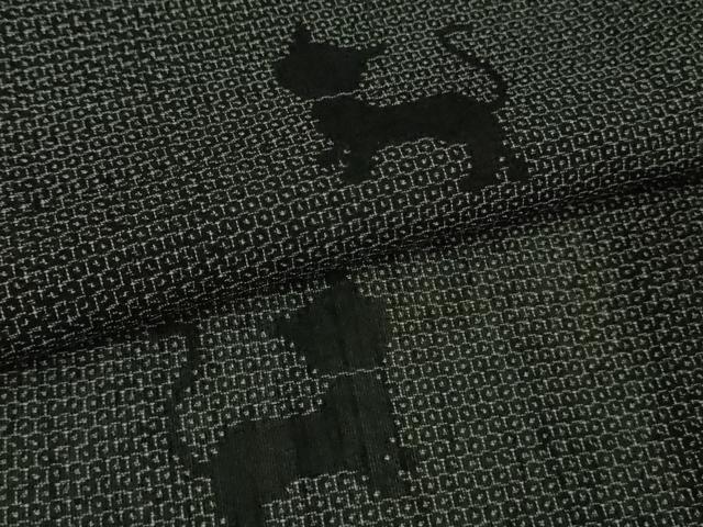 平和屋本店＊極上　夏物　本場結城紬　夏結城　120亀甲　猫シルエット　証紙付き　逸品　DZAB8762kh6