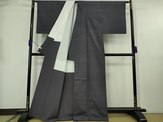平和屋着物●極上　結城紬　井上商事謹製　色無地　濃い藤煤竹色　結城屋　証紙付き　逸品　未使用　DZAB8764kh6