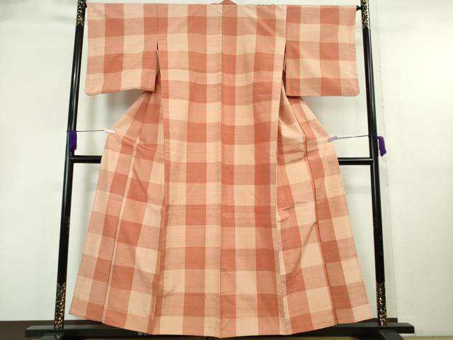 平和屋着物▽極上　山崎青樹作　草木染研究所　紬　単衣　草木染　あかね根　証紙付き　逸品　DZAB8765kh6