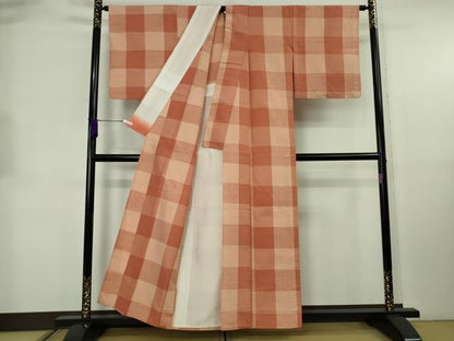 平和屋着物▽極上　山崎青樹作　草木染研究所　紬　単衣　草木染　あかね根　証紙付き　逸品　DZAB8765kh6