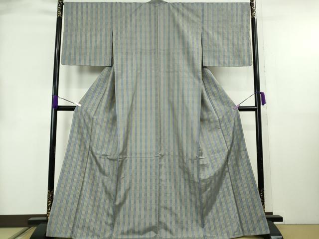 平和屋本店●希少　沖縄県最高級織物　花倉織　首里花倉織　首里織　灰青色地　逸品　未使用　DZAB8766kh6