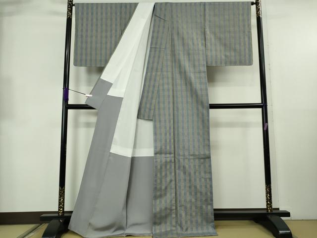 平和屋本店●希少　沖縄県最高級織物　花倉織　首里花倉織　首里織　灰青色地　逸品　未使用　DZAB8766kh6
