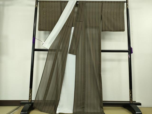 平和屋本店＊希少　夏物　本場黄八丈　夏黄八　紗紬　縞　伝統工芸士　西條吉広　証紙付き　逸品　未使用　DZAB8768kh6