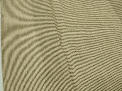 平和屋着物＊極上　夏物　本場小千谷ちぢみ　麻　縞　白橡色×棒茶色　逸品　DZAB8775kh6
