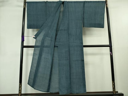 平和屋着物＊極上　夏物　男性　本場小千谷ちぢみ　キングサイズ　麻　縞　逸品　DZAB8777kh6