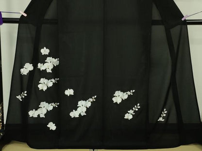 平和屋本店＊極上　夏物　訪問着　絽　総刺繍　胡蝶蘭　黒地　金糸　逸品　未使用　DZAB8778kh6