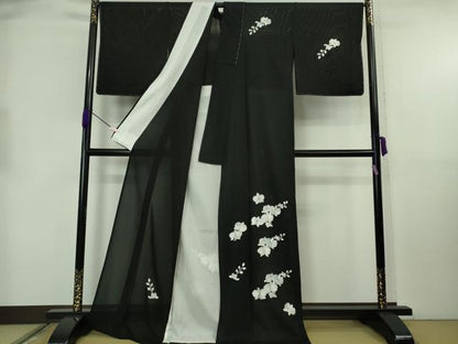 平和屋本店＊極上　夏物　訪問着　絽　総刺繍　胡蝶蘭　黒地　金糸　逸品　未使用　DZAB8778kh6