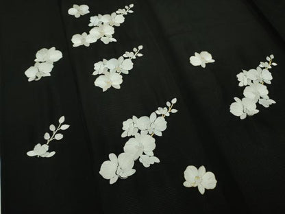 平和屋本店＊極上　夏物　訪問着　絽　総刺繍　胡蝶蘭　黒地　金糸　逸品　未使用　DZAB8778kh6