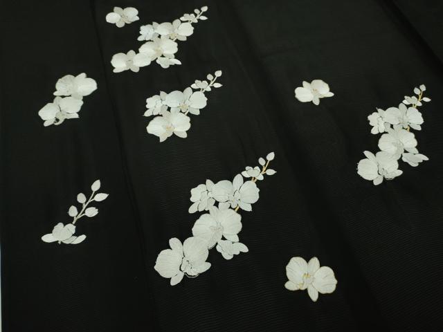 平和屋本店＊極上　夏物　訪問着　絽　総刺繍　胡蝶蘭　黒地　金糸　逸品　未使用　DZAB8778kh6