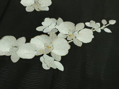 平和屋本店＊極上　夏物　訪問着　絽　総刺繍　胡蝶蘭　黒地　金糸　逸品　未使用　DZAB8778kh6