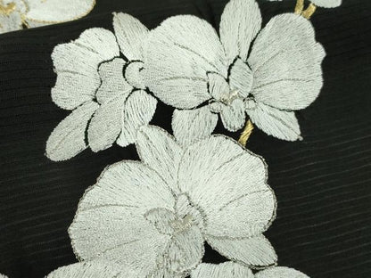 平和屋本店＊極上　夏物　訪問着　絽　総刺繍　胡蝶蘭　黒地　金糸　逸品　未使用　DZAB8778kh6