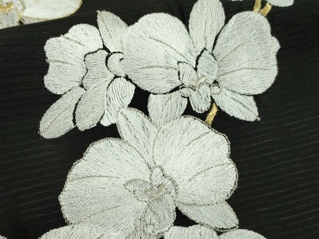 平和屋本店＊極上　夏物　訪問着　絽　総刺繍　胡蝶蘭　黒地　金糸　逸品　未使用　DZAB8778kh6