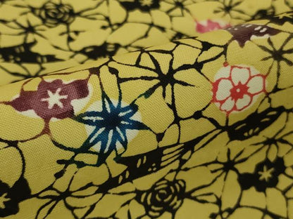 平和屋本店●極上　本場琉球紅型　小紋　紬地　花楓文　芥子色地　逸品　DZAB8781kh6