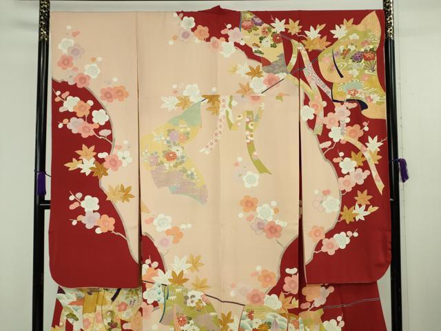 平和屋本店●極上　創業460年・千總　振袖　駒刺繍　誰が袖　吉祥花文　金彩　逸品　DZAB8782kh6