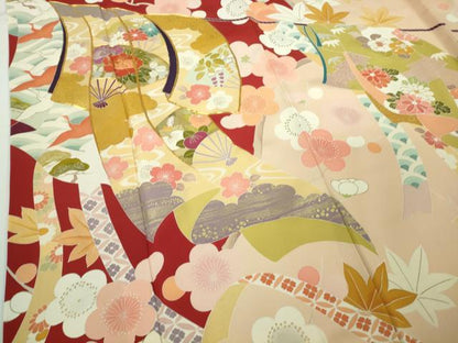 平和屋本店●極上　創業460年・千總　振袖　駒刺繍　誰が袖　吉祥花文　金彩　逸品　DZAB8782kh6