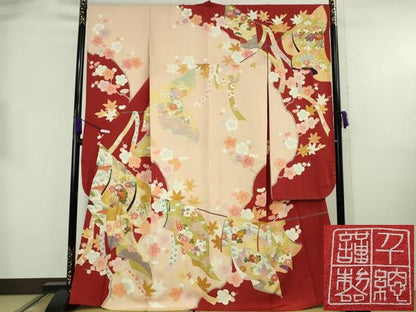 平和屋本店●極上　創業460年・千總　振袖　駒刺繍　誰が袖　吉祥花文　金彩　逸品　DZAB8782kh6