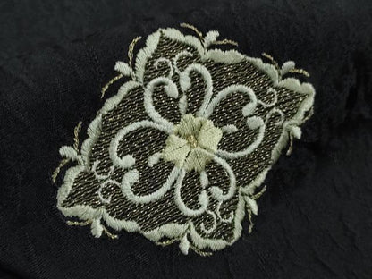 平和屋着物●極上　訪問着　総刺繍　花唐草文　濃い紺地　金糸　逸品　DZAB8786kh6