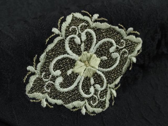 平和屋着物●極上　訪問着　総刺繍　花唐草文　濃い紺地　金糸　逸品　DZAB8786kh6
