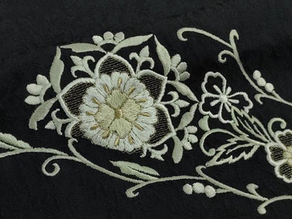 平和屋着物●極上　訪問着　総刺繍　花唐草文　濃い紺地　金糸　逸品　DZAB8786kh6