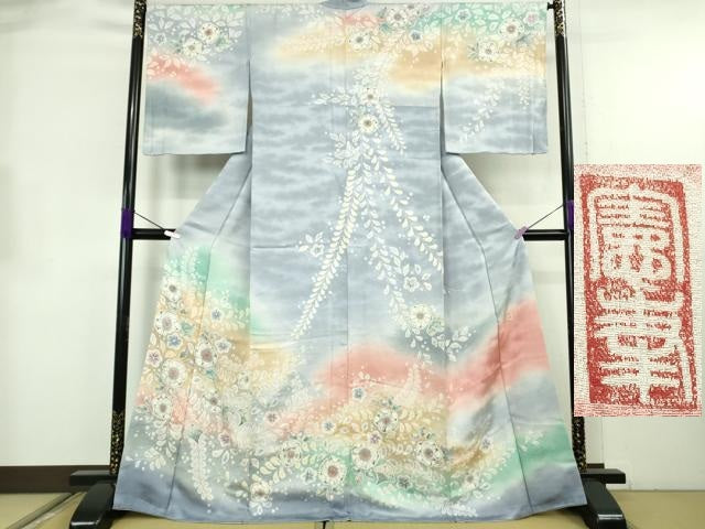 平和屋着物●極上　越後十日町の一流染匠　桐屋・翠山工房　訪問着　辻が花　暈し染め　逸品　未使用　DZAB8787kh6