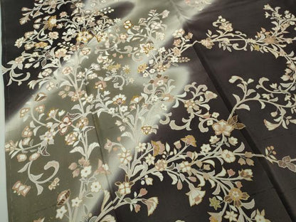 平和屋本店●極上　訪問着　白山紬　駒刺繍　花唐草文　暈し染め　金彩　逸品　未使用　DZAB8788kh6