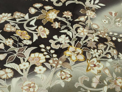 平和屋本店●極上　訪問着　白山紬　駒刺繍　花唐草文　暈し染め　金彩　逸品　未使用　DZAB8788kh6