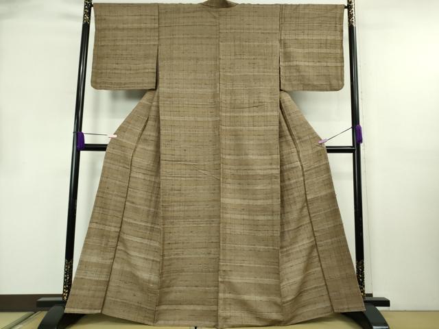 平和屋着物▽極上　インド・アッサム　野蚕糸　手織　ムガシルク　単衣　逸品　DZAB8793kh6