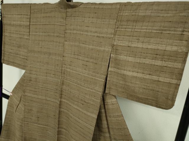 平和屋着物▽極上　インド・アッサム　野蚕糸　手織　ムガシルク　単衣　逸品　DZAB8793kh6